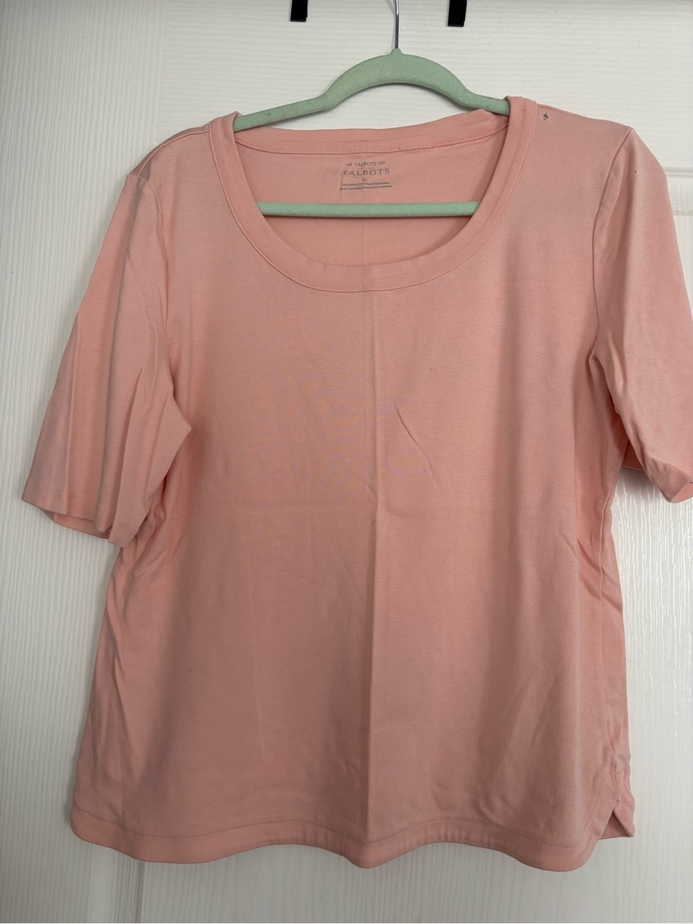 Talbots Short Sleeve Scoop Neck Tee in Soft Peach